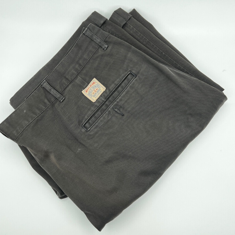 Polo Ralph Lauren Chino Pants Mens Fits 42x31 Brown Good‎ Pleated Cuffed Cotton